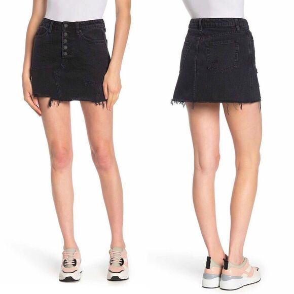 Free People | Ripped Denim Mini Skirt - Picture 2 of 10